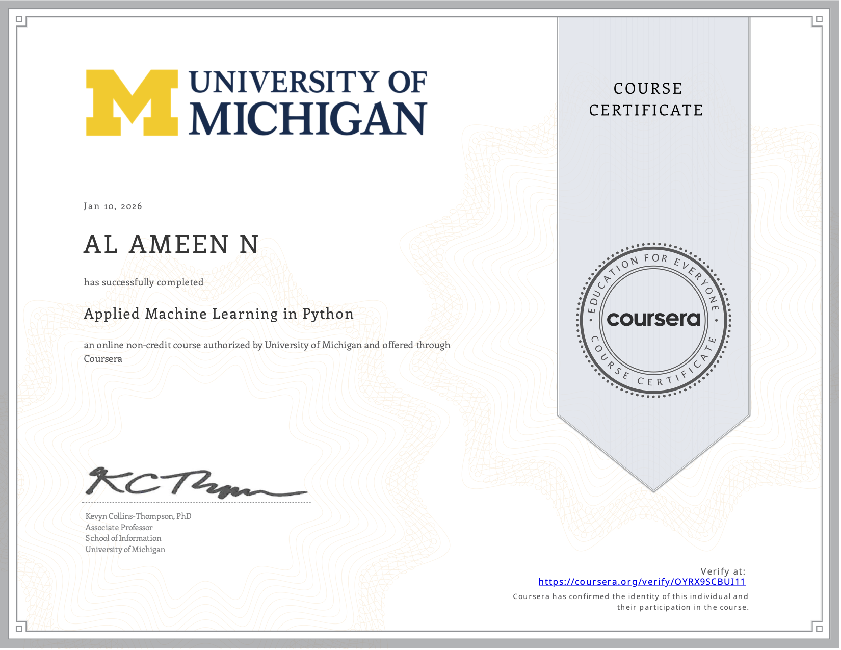 mlum Certificate